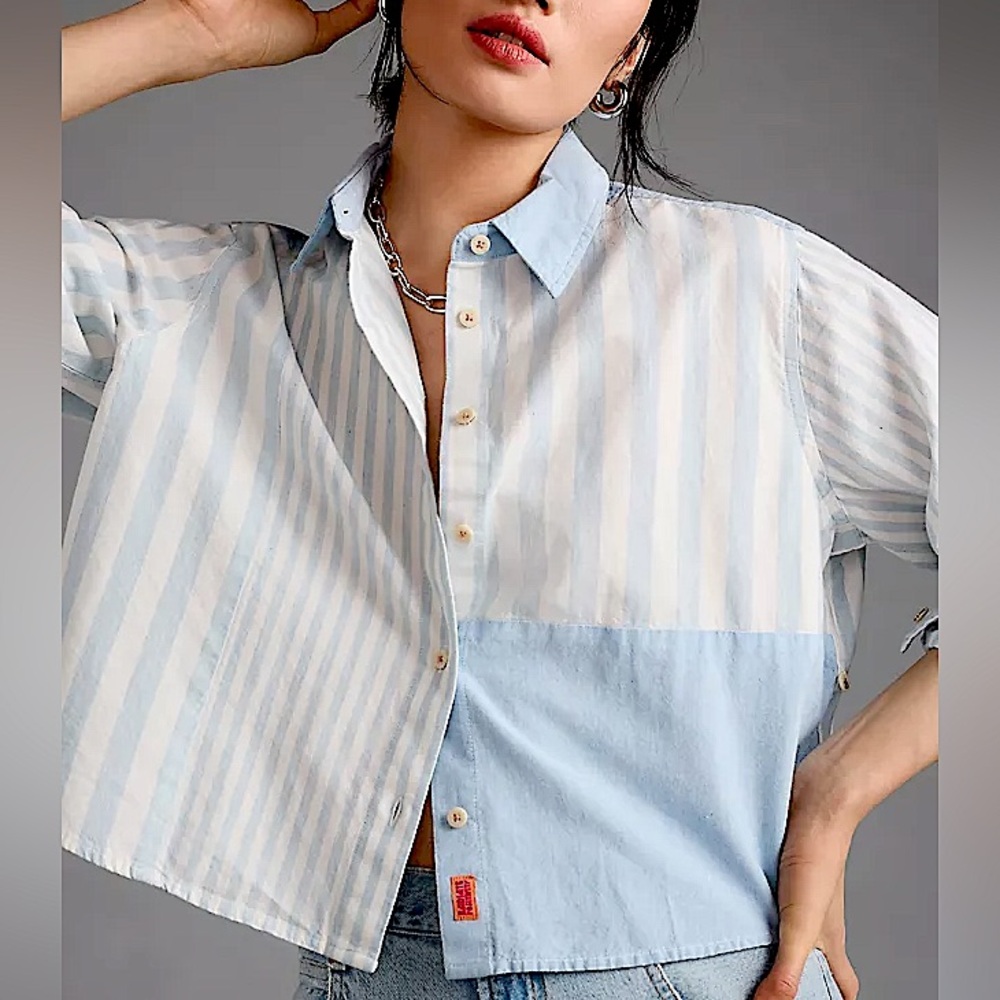 Scotch & Soda Stripe Mix Boxy Shirt, New